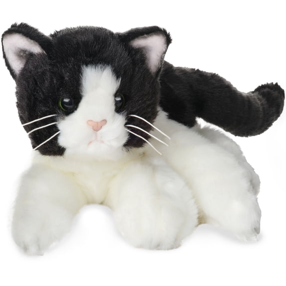 Bearington Domino Cat Stuffed Animals - 15" Realistic Tuxedo Cat Plush - Black and White Kitty Plushies with Soft Fur and Lifelike Details - Adorable Cuddly Gift for Kids and Adults