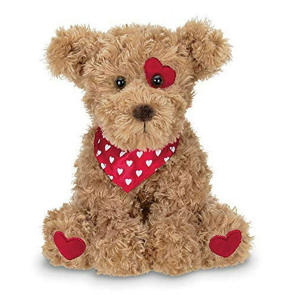 Bearington Harry Hugglesmore Dog Stuffed Animal - 11" Valentines Stuffed Animal with Soft Plush Fur Wearing A Neckerchief - Adorable Valentines Day Plush Gift for Toddlers, Boyfriend, and Girlfriend