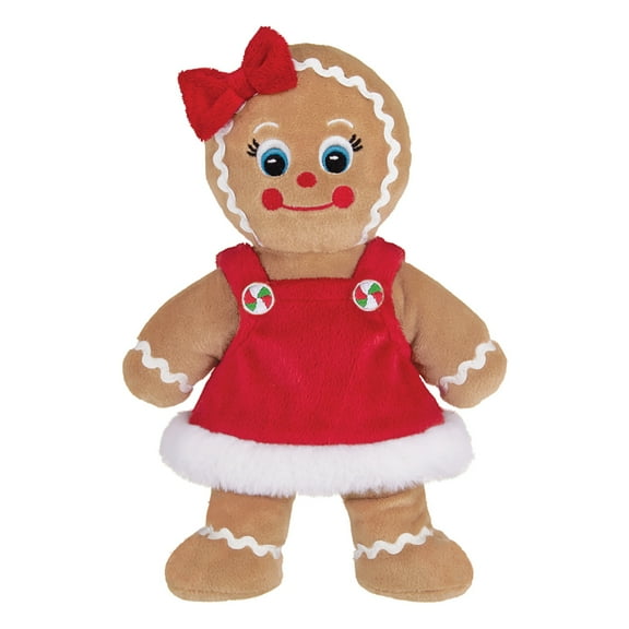 Bearington Holly Ginger Plush Stuffed Animal Gingerbread Girl, 10 Inches