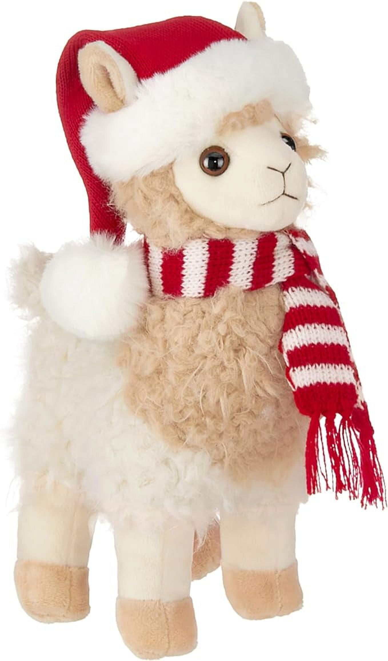 Holly the Holiday Llama Plush with Santa Hat and Scarf, 10 Inches