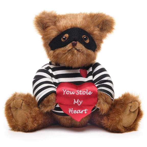 Bearington Lawless Lover You Stole My Heart Teddy Bear - 10" Soft Valentine Plush Toy with Red Heart Accent - Teddy Bear for Boyfriend and Stuffed Animal for Girlfriend - Valentines Day Gift for Kids