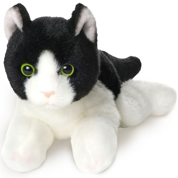 Bearington Lil' Domino Small Plush Stuffed Animal Black and White Tuxedo Cat, Kitten 8 inch