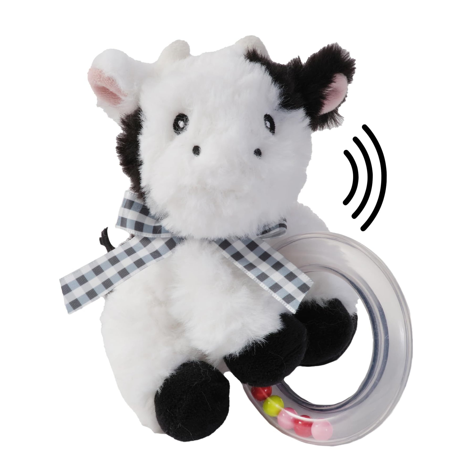 Bearington Lil' Gilly 5.5 Inch Cow Baby Rattle - Soft Rattles for Babies 0-6 Months - Baby Rattle & Ring Baby Cow Rattle