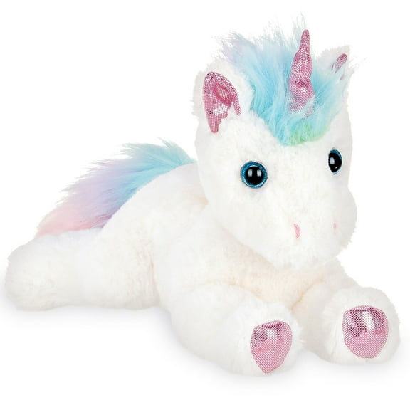 Bearington Lil' Rainbow Shimmers White Plush Stuffed Animal Unicorn, Rainbow Mane, 10 Inches