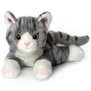 Bearington Lil Socks Cat Stuffed Animal - 8 Realistic Cat Plush Toy - Soft Gray Striped Plush Cats with Lifelike Details for Kids, Toddlers, and Kitten Lovers - Adorable Gift for Kids