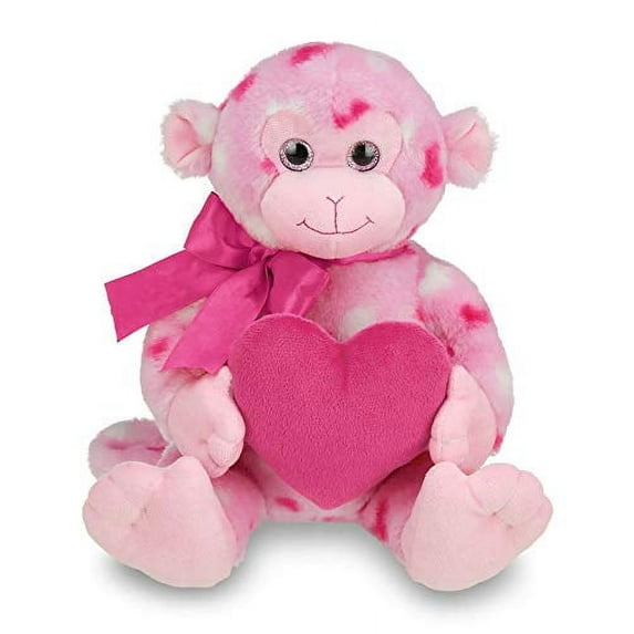 Bearington Lovie Louie Plush Stuffed Animal Monkey with Hearts, 11 inches