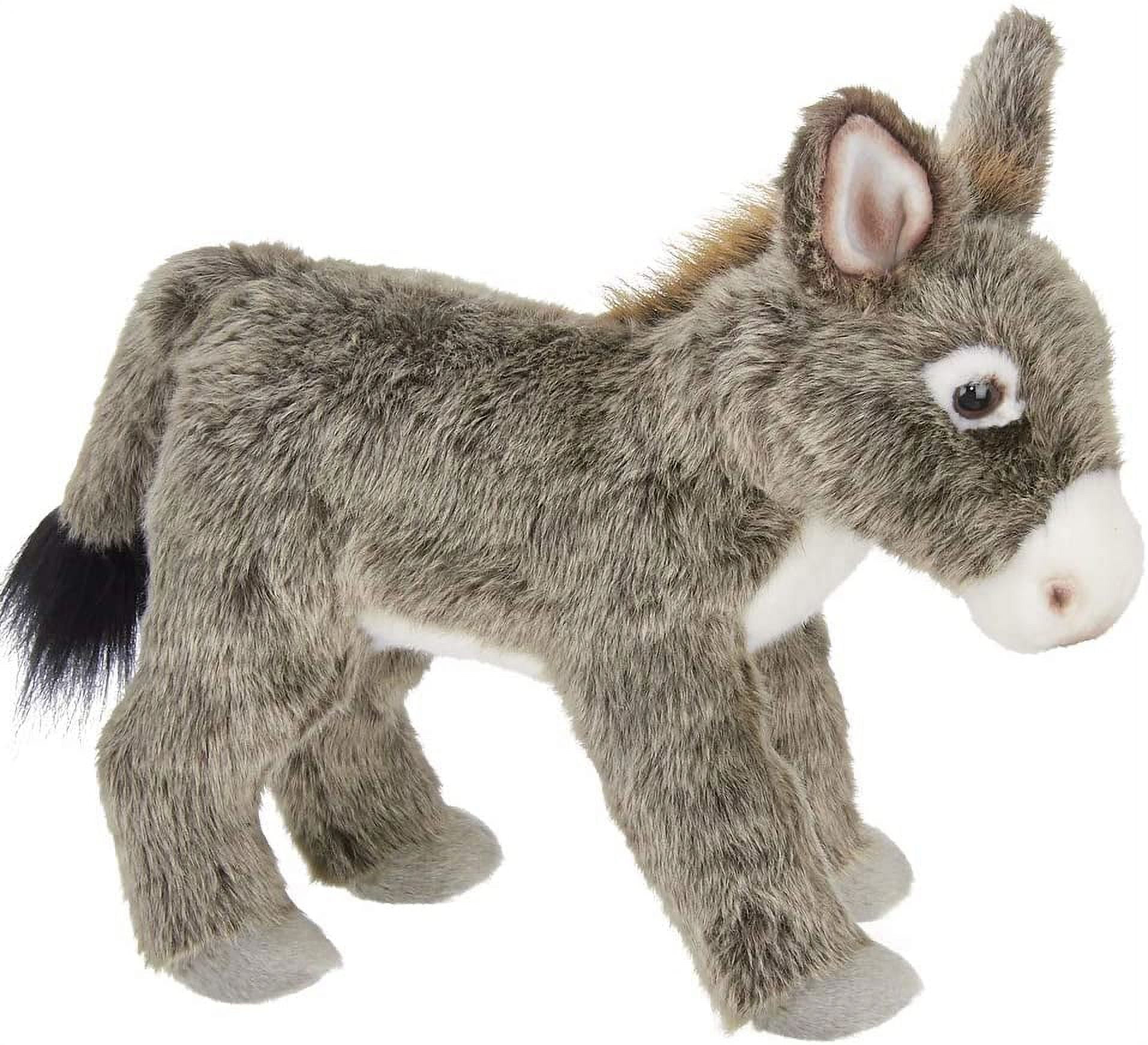 Pedro Gray and White Plush Donkey Stuffed Animal, 12 Inches