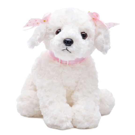 Bearington Sassy White Dog Stuffed Animal - 10" Soft and Cuddly White Puppy Stuffed Animal with Floppy Body - Realistic Fluffy Dog Plush Gift for Kids, Collectors, Baby Showers, and Birthdays