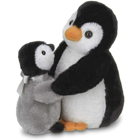 Bearington Collection Wiggles and Wobbles Plush Penguin with Baby Stuffed Animal, 10 Inch