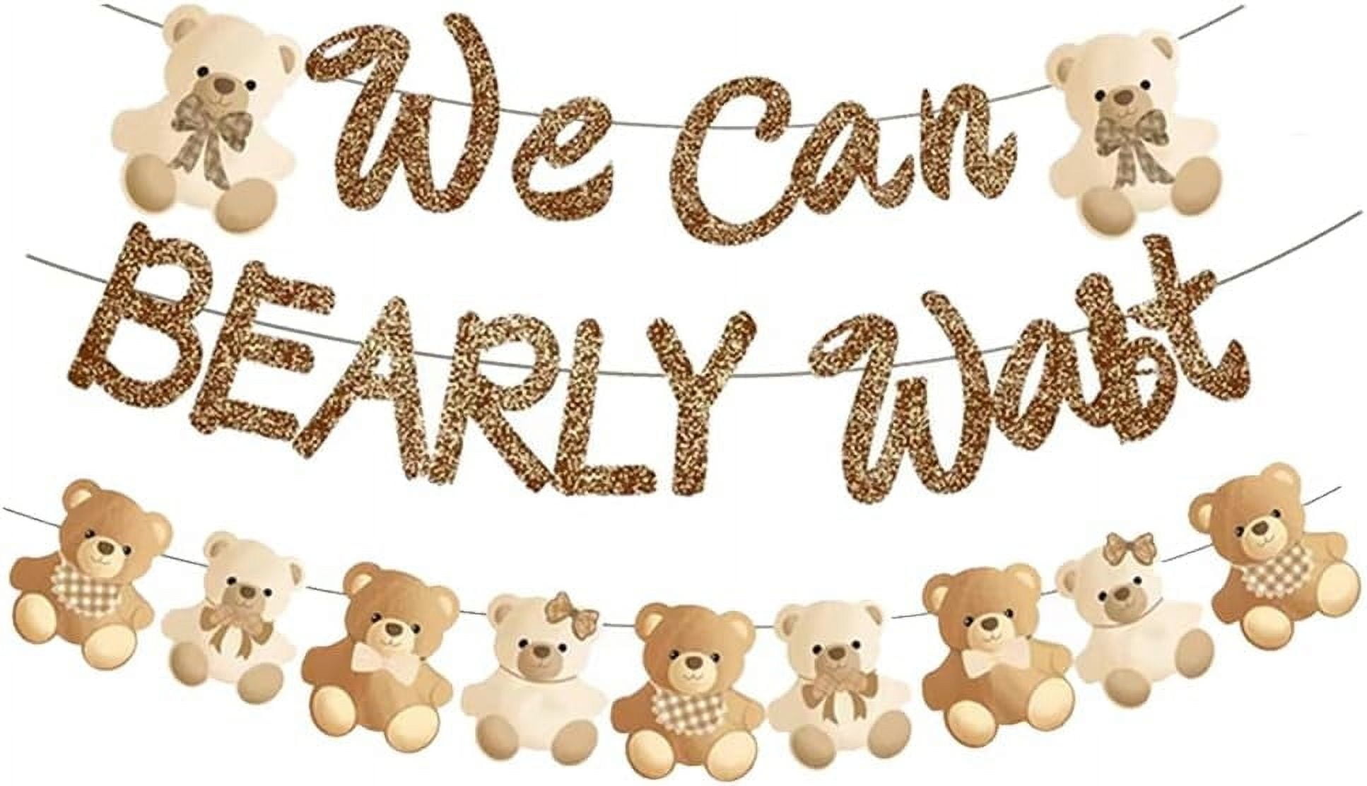 Bearly Wait Banner Bear Baby Shower Party Supplies Bearly Wait Growth Baby Shower Decorations Brown Glitter Scallion Powder Sparkling Flag for Boy Girl Gender Reveal Party