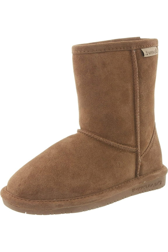 608y-HICKORY-Y4 Girls Emma Short Suede Boots, Hickory - Size Y4