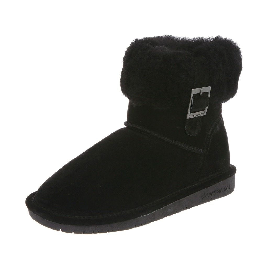 Bearpaw Abby Suede Ankle Bootie with Sheepskin Collar Women s Walmart