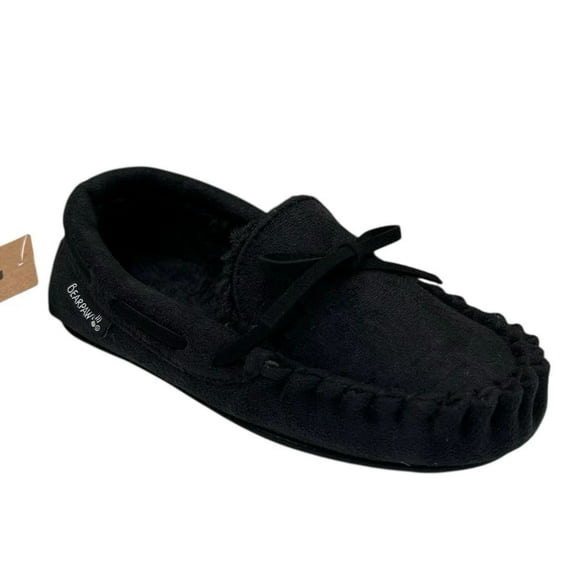Bearpaw Boys Faux Fur Lined Slippers Size 11-12 (S) Black Warm Cozy Winter Shoes