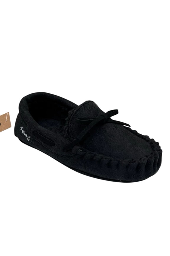 Boys Faux Fur Lined Slippers Size 11-12 (S) Black Warm Cozy Winter Shoes