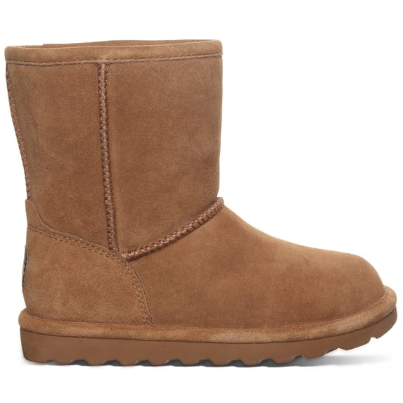 BEARPAW Elle Youth Hickory Size 2 | Cozy Suede Winter Boots for Kids | Comfortable Slip-On Boots