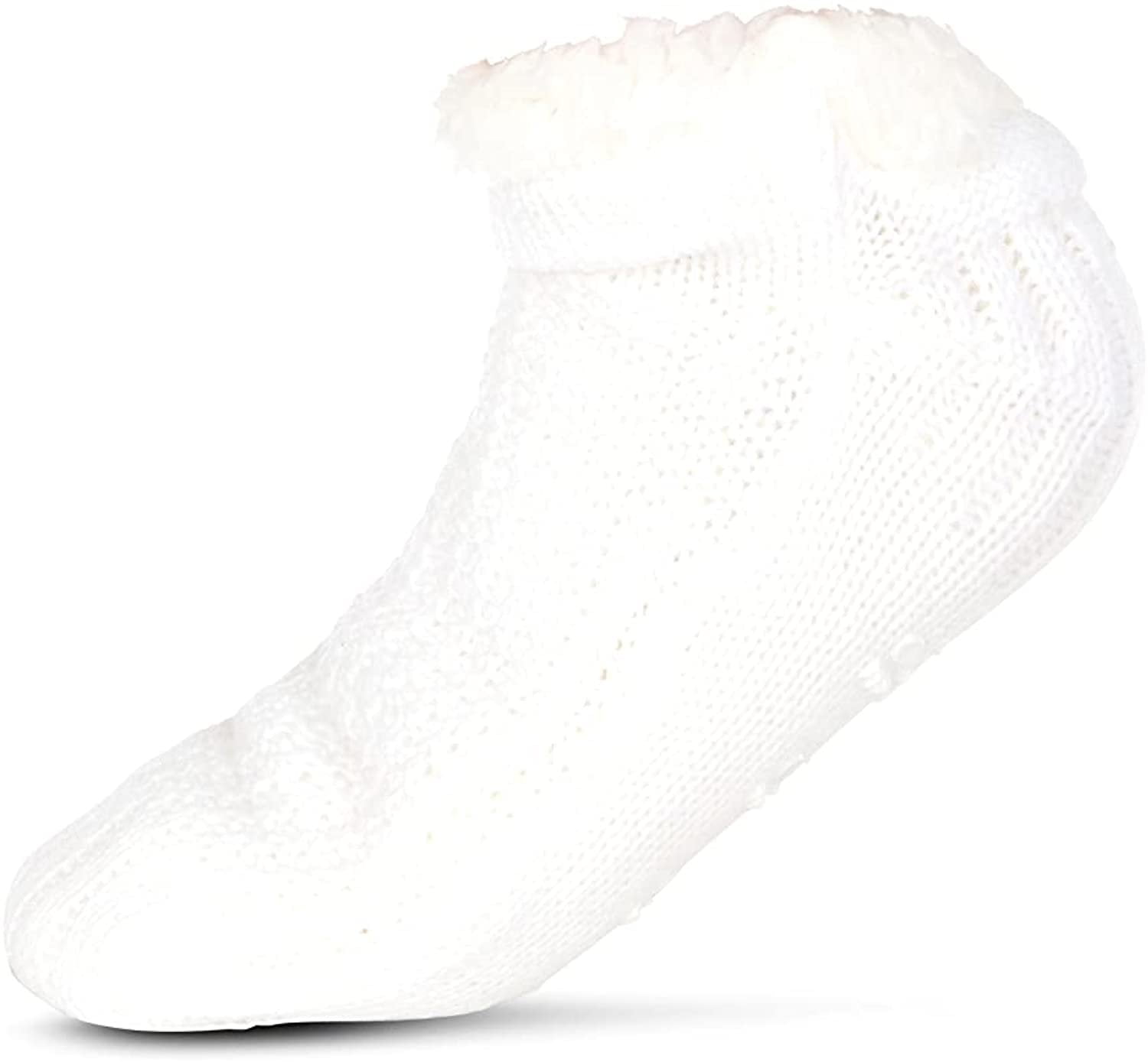 Bearpaw Fuzzy Sherpa-Lined Bootie Slipper Socks, Bone (Women's ...
