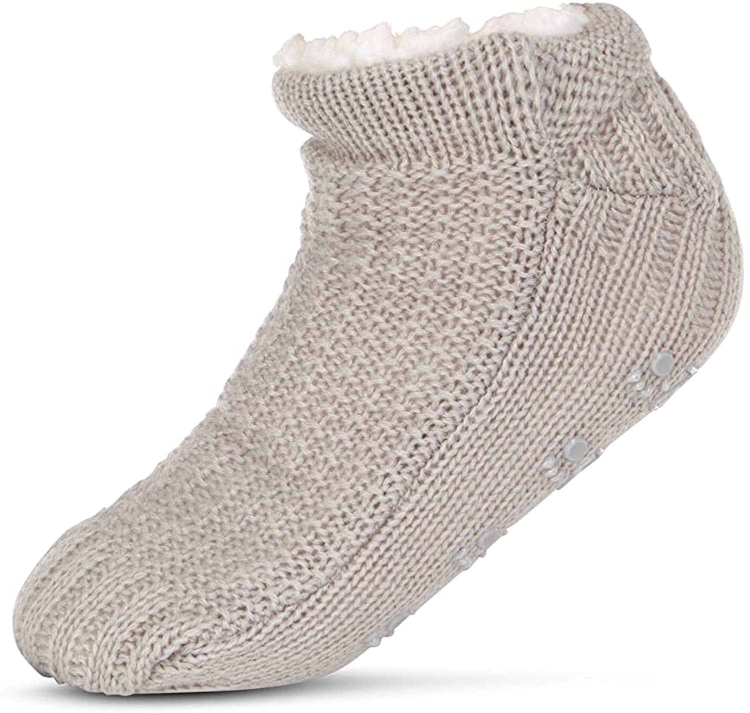 Bearpaw Fuzzy Sherpa Lined Bootie Slipper Socks Lunar Rock Women s Walmart