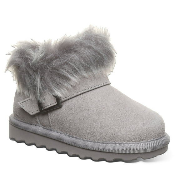 BEARPAW Jasmine Toddler Gray Fog Size 7 | Toddler's Boot Classic Suede | Kid's Slip On Boot | Comfortable Winter Boot Gray Fog Jasmine Toddler Boots