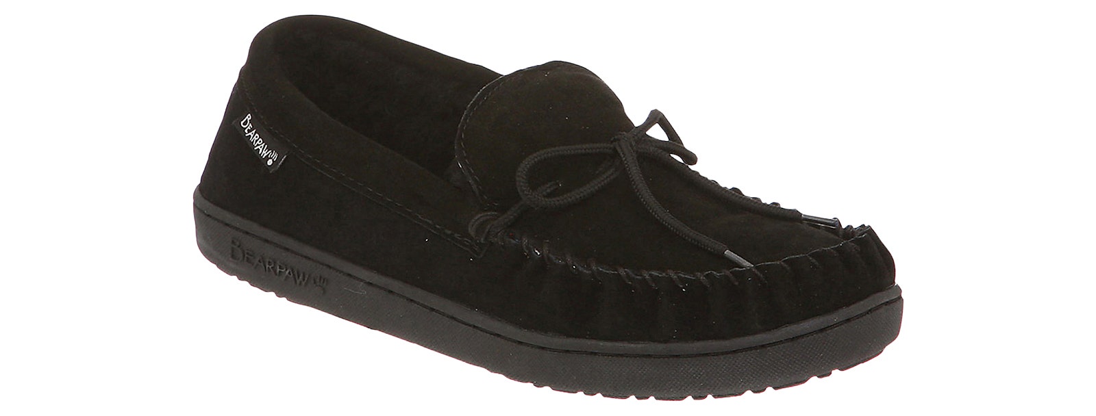 Bearpaw Mens Suede Lined Moccasins, Sheepskin Lining, Black  display picture 3