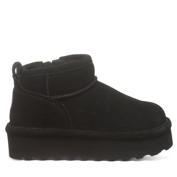 BEARPAW Retro Shorty Youth Black Size 5 | Cozy Slip On Winter Boots for Kids | Winter Ankle Boots