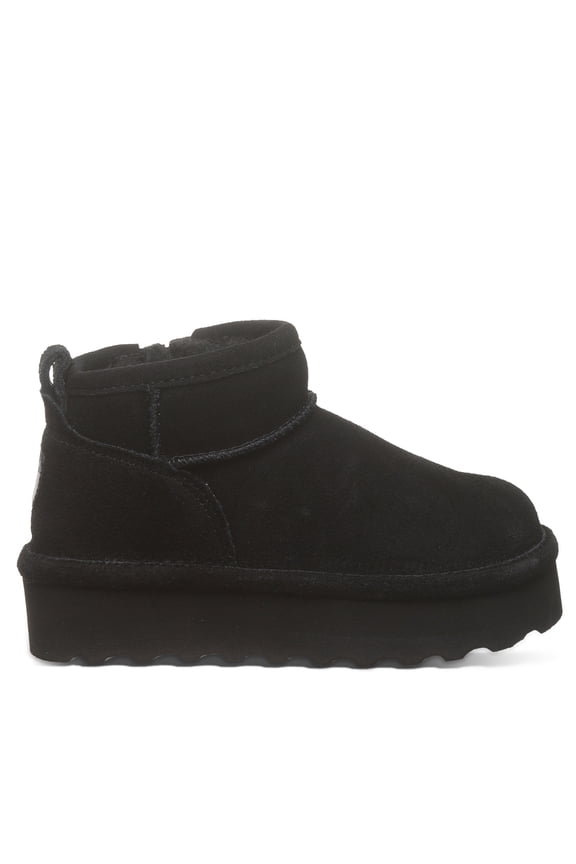 Retro Shorty Youth Black Size 2 | Cozy Slip On Winter Boots for Kids | Winter Ankle Boots