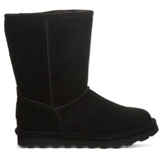 BEARPAW Women's Elle Short Black Size 10 | Classic Suede Pull On Fashion Boot | Cozy Winter Boots for Women