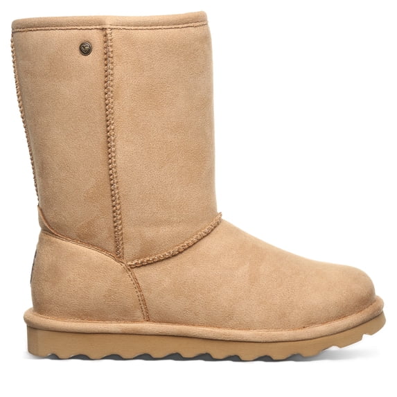 BEARPAW Women's Elle Short Vegan Iced Coffee Size 8 | Women's Boot Classic Suede | Women's Slip On Boot | Comfortable Winter Boot