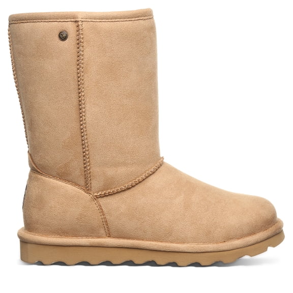 BEARPAW Women's Elle Short Vegan Iced Coffee Size 7 | Women's Boot Classic Suede | Women's Slip On Boot | Comfortable Winter Boot