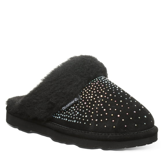 BEARPAW Women’s Loki Exotic Black Sparkle Size 6 | Women’s Slippers | Women’s Shoes | Comfortable & Light-Weight Women's Black Sparkle Loki Exotic Slippers