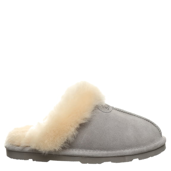 BEARPAW Women's Loki Gray Fog Size 6 | Soft Suede Indoor & Outdoor Slippers | Comfortable & Lightweight Footwear for Women