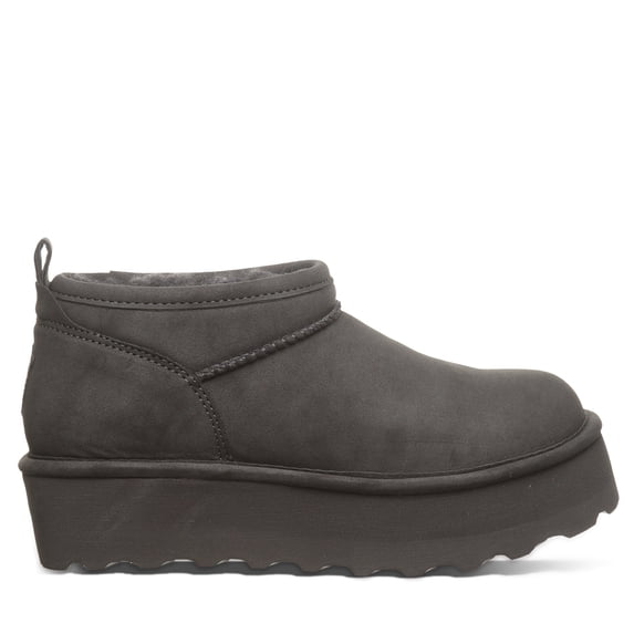 BEARPAW Women's Retro Super Shorty Vegan Carbon Size 9 | Women's Ankle Boot | Women's Slip On Boot | Comfortable Winter Boot