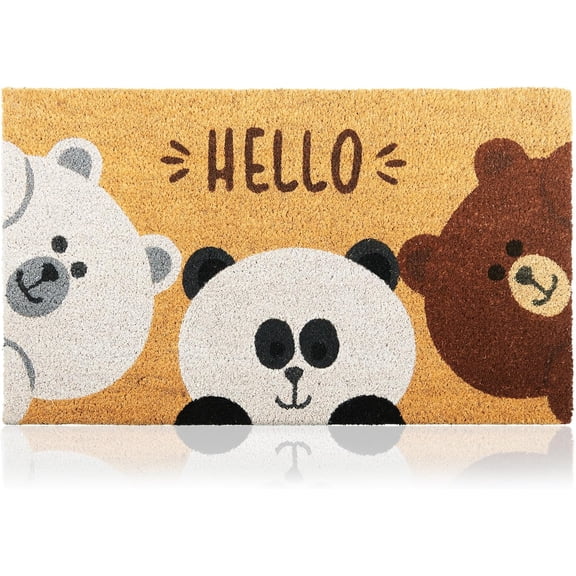 Bears - 17"x29" - Coir Door Mat with Heavy Duty Backing - Welcome Mats for Entryway, Porch - Anti-Slip PVC & Coconut Fiber Surface - Natural Home Accessories, Minimalist Original Design