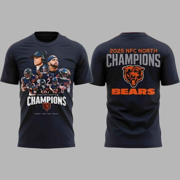 Bears 2025 NORTH Division Champions T-Shirt, Gift For Fan,Navy Color,Size XL