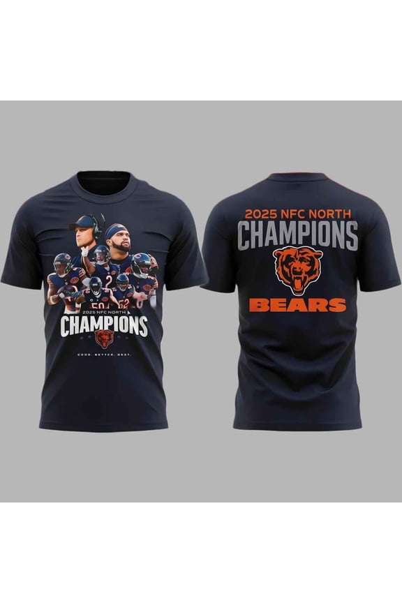 Bears 2025 NORTH Division Champions T-Shirt, Gift For Fan,Navy Color,Size XL