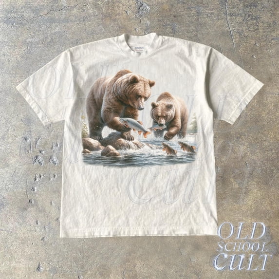 Fish 90s Picture Bears 90s T Shirt, Retro Bear Fishing Wildlife Shirt, Bear Lovers Tee ...