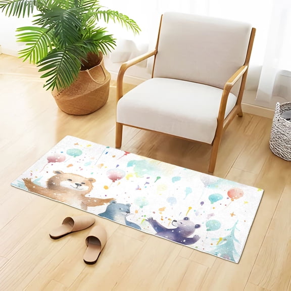 Bears Ballons Trees Bathroom Rug Non Slip Bathroom Mats Entry Door Soft Carpets for Kitchen Bedroom Living Room 39x20 inch
