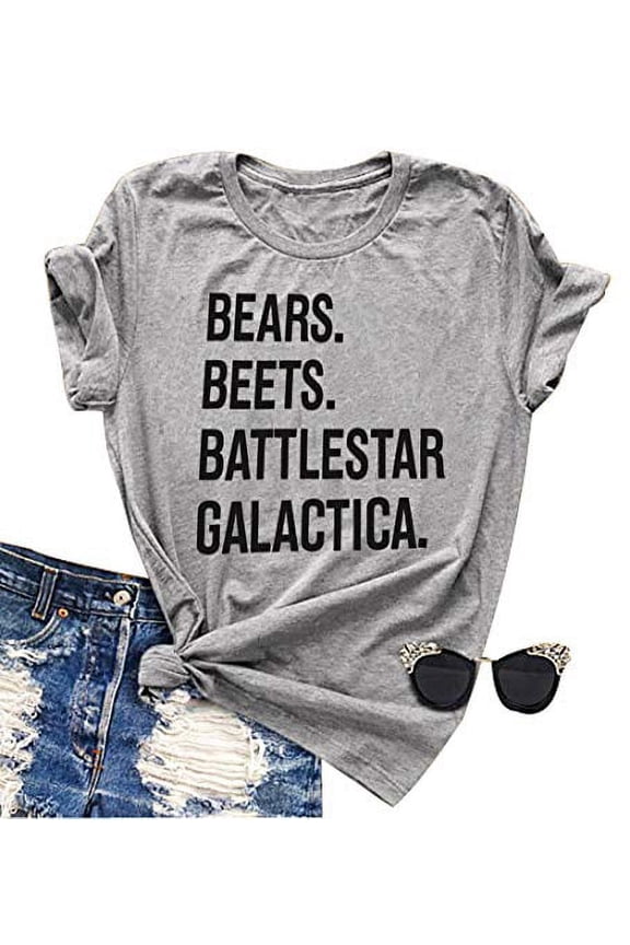 Bears. Beets. Battlestar Galactica. Shirt Fashion Short Sleeve Office Tee Tops(X-Large,Gray)