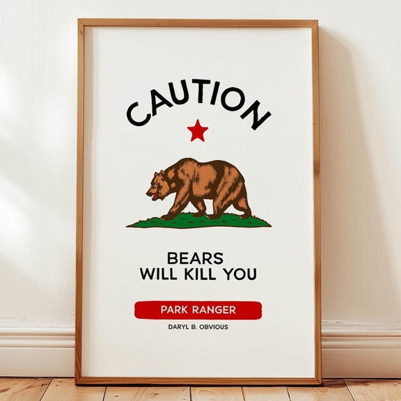 Bears Camping Print Camper Wall Art Camper Decor Funny Camping Print Rv Caution Sign Bear Poster Outdoorsy Amusing Gift For Camper