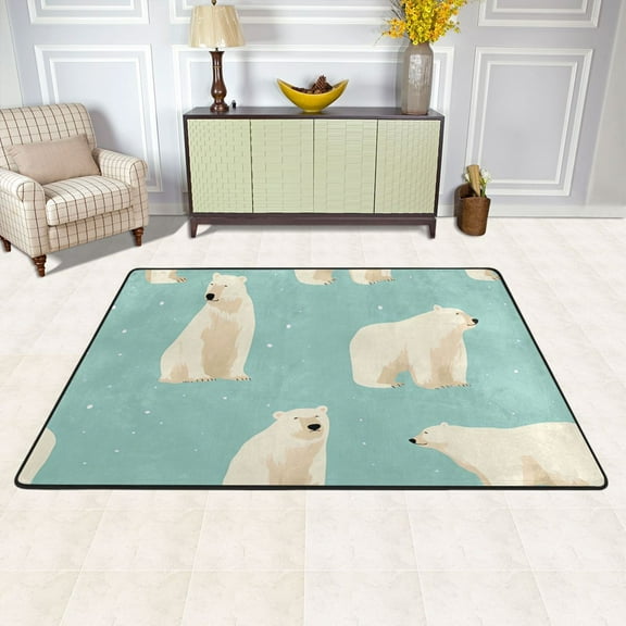 Bears Cartoon Cute Area Floor Mats Soft Large Nursery Rugs Non-Slip Foam Carpets Living Room Doormat for Bedroom Dinning Decor 36" x 24"