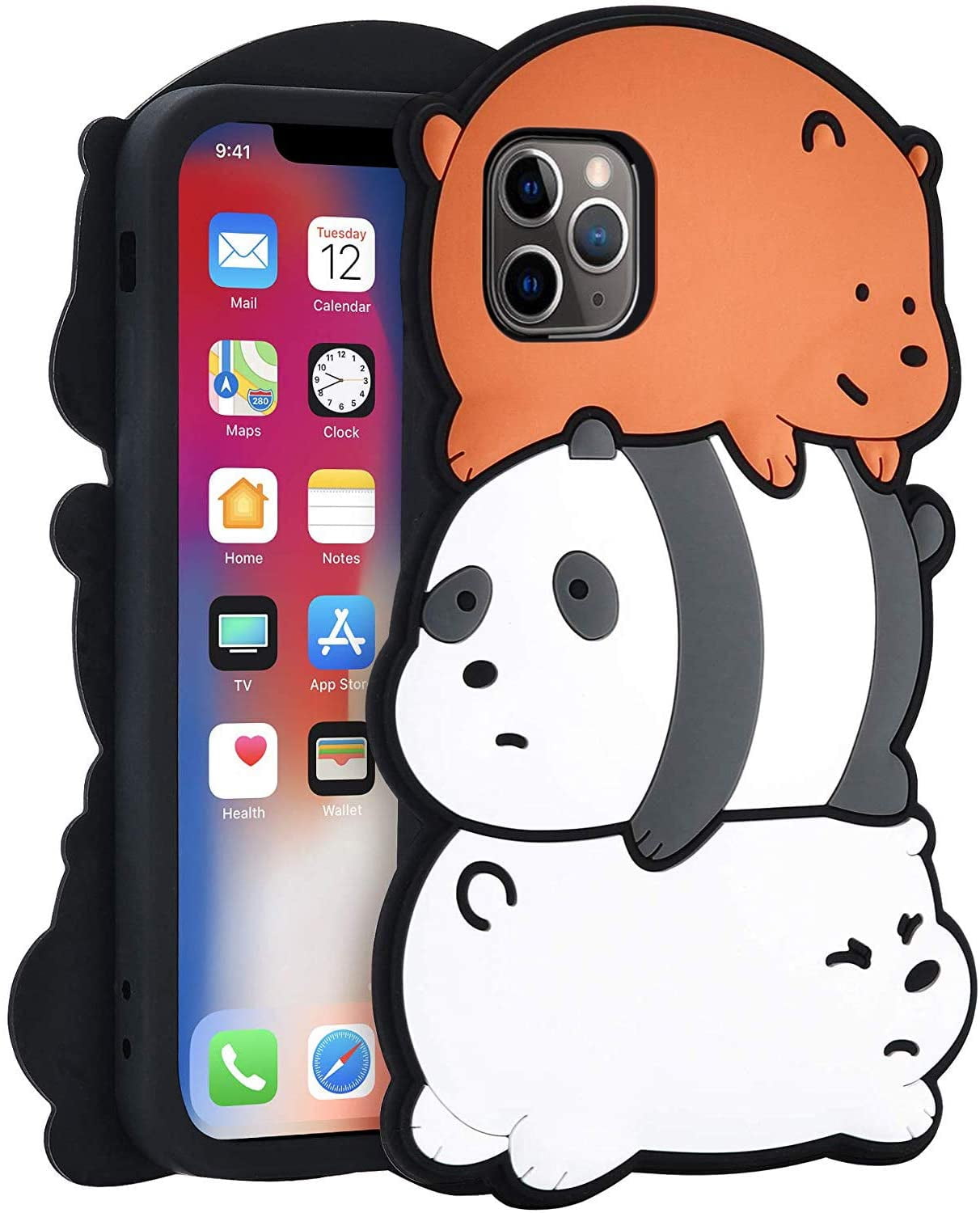 Bears Case for iPhone 11 Cartoon 3D Hero Animal Gel