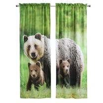 Bears Digital Light-Filtering Panoramic Print Curtain Pair 74" x 84" in Multi