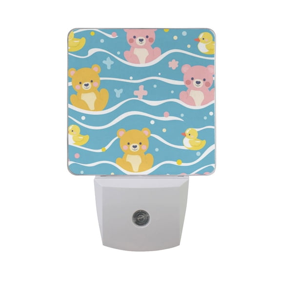 Bears Duckies Dots in Water Cartoon LED Night Light with Smart Sensor Plug Into Wall Dusk to Dawn 2 packs