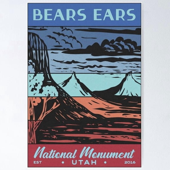 Bears Ears National Monument Retro Sunset Poster , Poster Print Only
