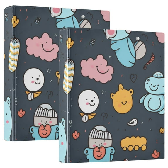 Bears Foods 3 Ring Binders 1.5 inch Hardcover File Folders with Interior Pockets A4 Size Organizer for School Office Hospital Set of 2