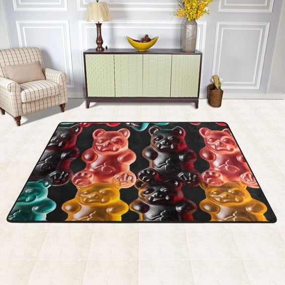 Bears Fudon Candy Area Rug Washable 72 x 48 Floor Carpet Mat Non Slip for Bedroom Living Room Kids Room Home Decor