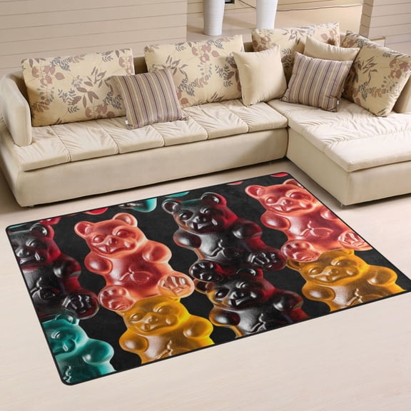 Bears Fudon Candy Area Rug Washable Floor Carpet Mat 60 x 39 inch for Bedroom Living Room Kids Room Home Decor