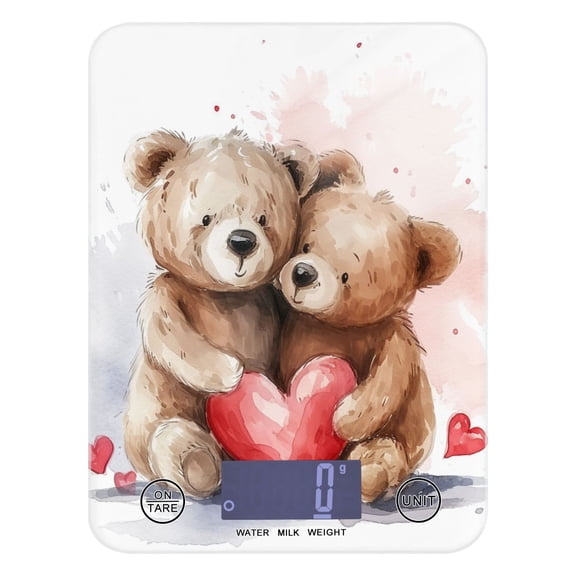 Bears Hearts Food Scale Digital Kitchen Scale Waterproof Tempered Glass Tare Function 11 lb for Baking Cooking Meal Prep