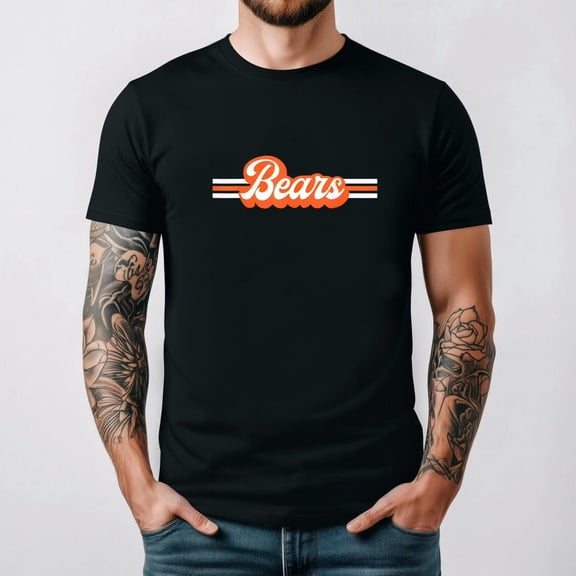 Bears Mascot Graphic Vintage Team Spirit Bold Sport Football Top Unisex T-Shirt, for men & women, up to size 5XL.