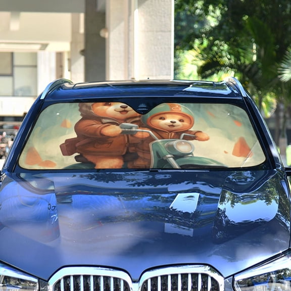 Bears Motorcycle Automotive Front Car Windshield Sun Shade Reflector Foldable for Front Fit for Cars Truck SUVs