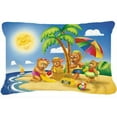 thumbnail image 1 of Bears Playing at the Beach Fabric Decorative Pillow, 1 of 1